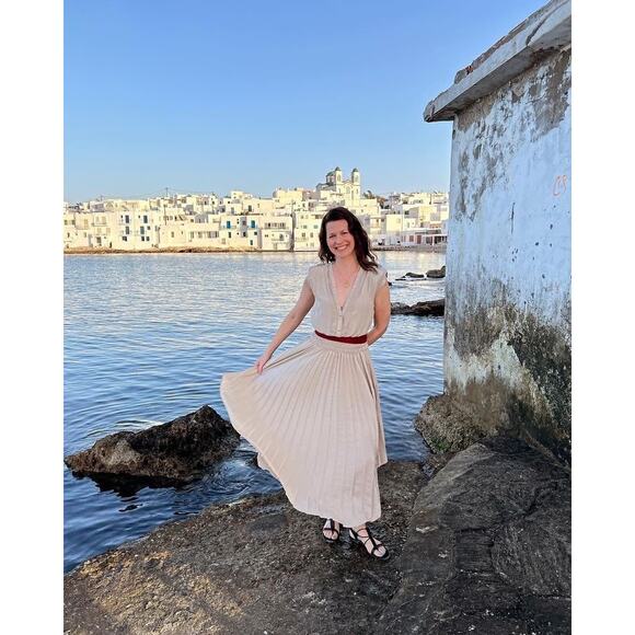 RAMY BROOK Brown Crepe Hourglass V-Neck Smocked Waist Preslie Dress Size XL - Picture 13 of 14